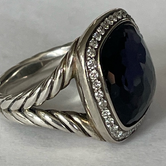 David Yurman 11mm Black Orchid & Diamond Albion Ring - Size 5 1/4 - Picture 4 of 10